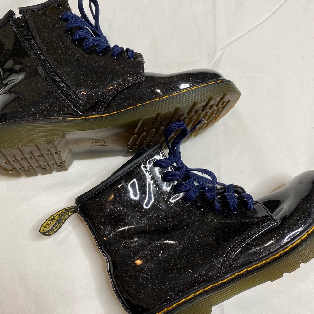 Dr. Martens Black Patent 1460 Glitter J Zip Boots Size 4M A031121 - Picture 5 of 6